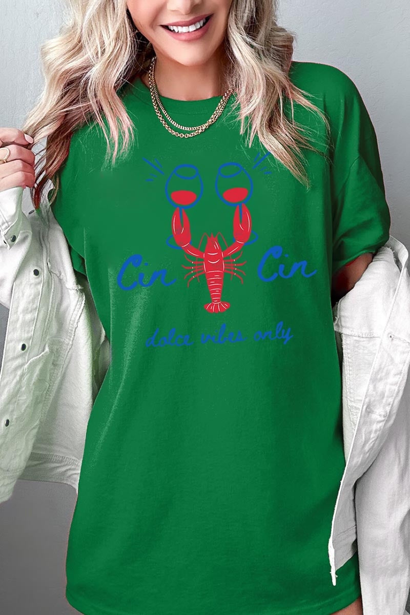 5000P-E3069 Cin Cin Lobster Graphic Plus Heavy Cotton Tee $12.75