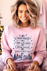 UL180P-E3189 Ski Lodge Signs Graphic Plus Sweatshirt $25