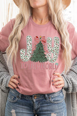 US3001-E3213 Joy to the World Graphic Tee $12.5