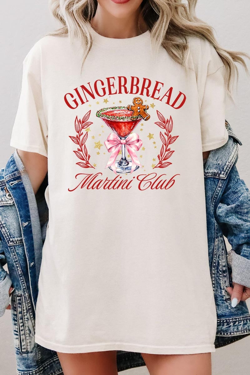 5000-E3216 Gingerbread Martini Club Graphic Heavy Cotton Tee $9