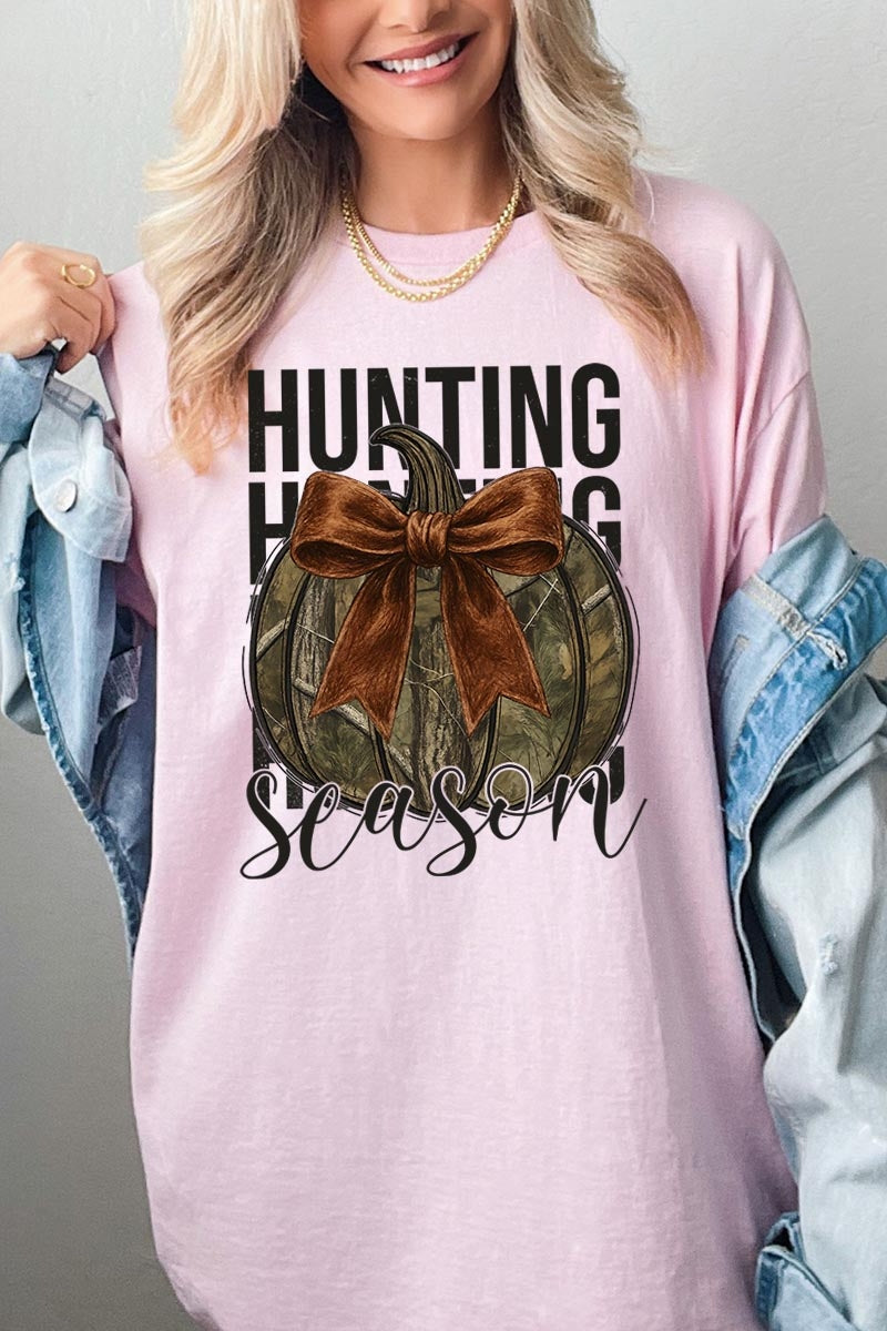 5000P-E3190 Hunting Pumpkin Bow Graphic Plus Heavy Cotton Tee $12.75