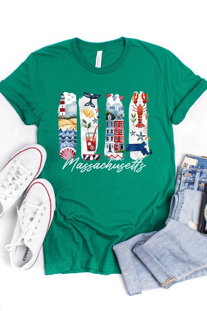 US3001P-E3061MA Massachusetts State Brushstroke Graphic Plus Tee $16