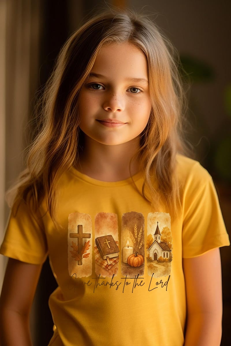 US3001Y-E3169Z Give Thanks To The Lord Kids Graphic Tee $11