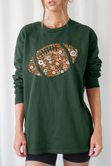 UL240-E3133 Floral Football Graphic Long Sleeve Tee $13.75