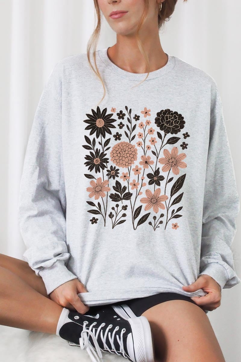 UL240P-E3178 Fall Floral Garden Graphic Plus Long Sleeve Tee $17
