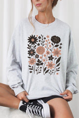 UL240-E3178 Fall Floral Garden Graphic Long Sleeve Tee $13.75