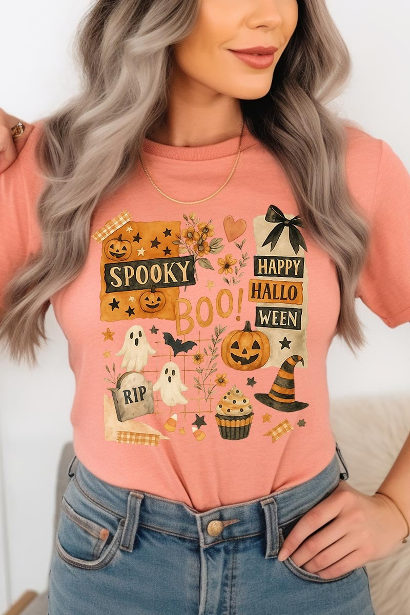 US3001-E3084 Halloween collage Graphic Tee $12.5