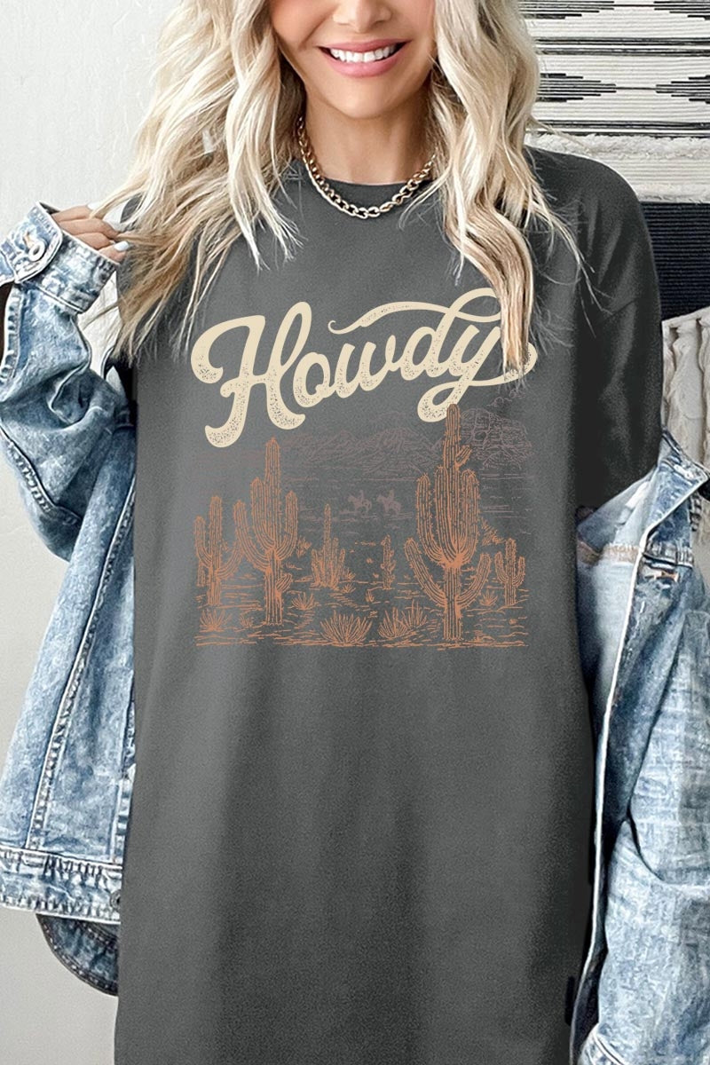 5000-E3095 Howdy Desert Western Graphic Heavy Cotton Tee $9