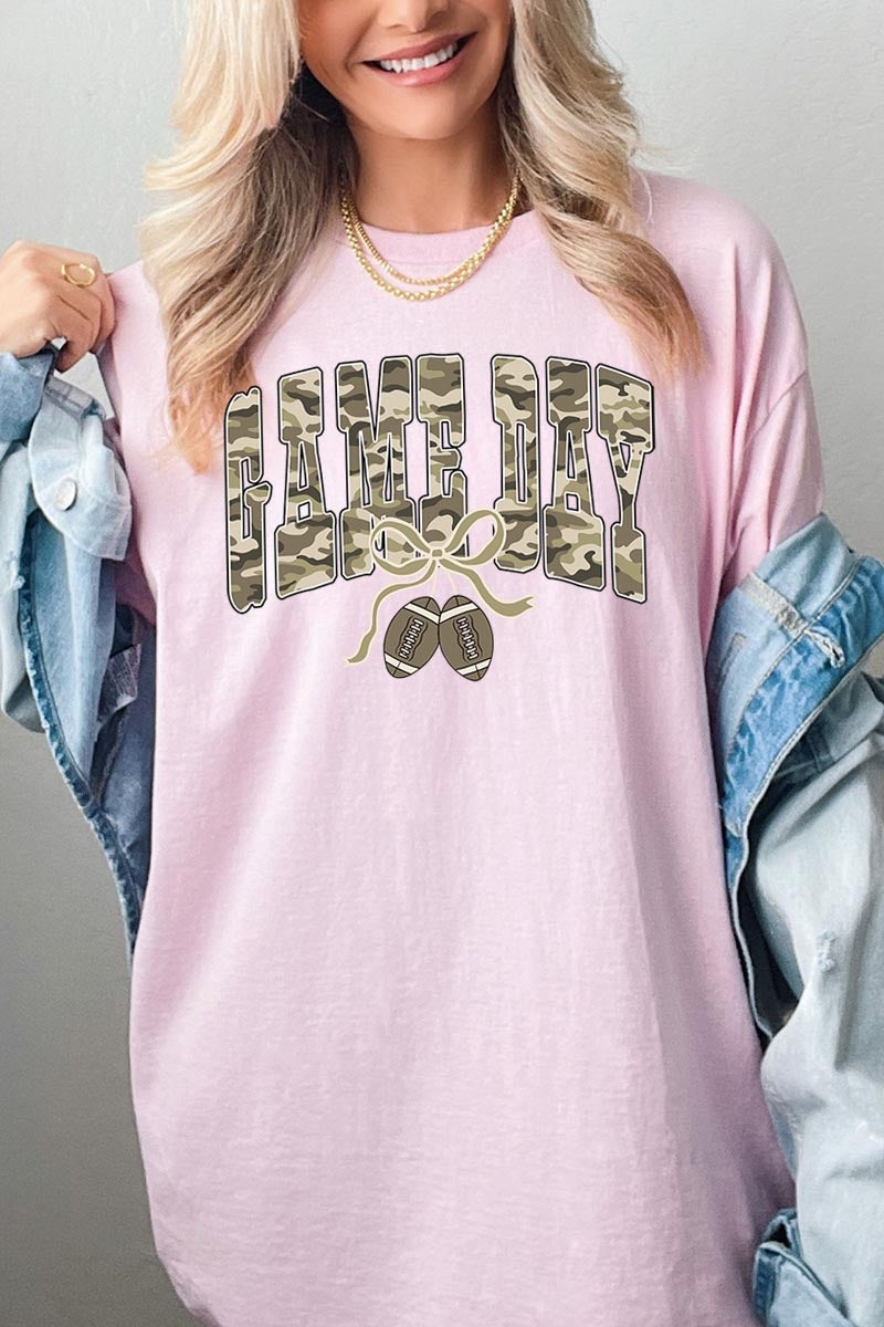 5000-E3131 Football Game Day Camo Graphic Heavy Cotton Tee $9
