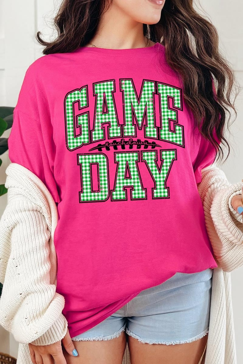 5000P-E3128 Green Gingham Game Day Plus Heavy Cotton Tee $12.75