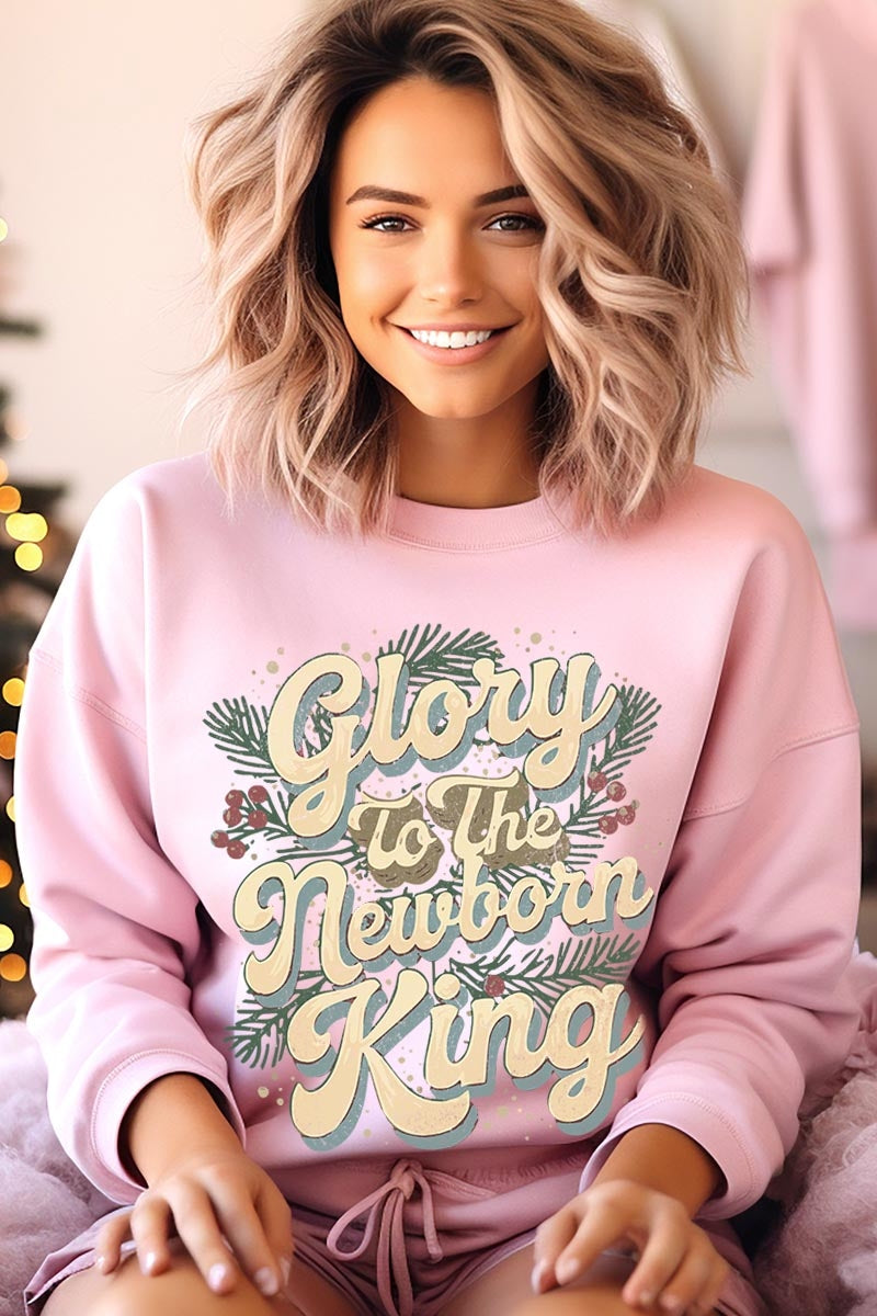 UL180-E3220 Glory to the Newborn King Graphic Sweatshirt $20