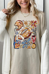 5000-E3072 Retro Floral Football Graphic Heavy Cotton Tee $9