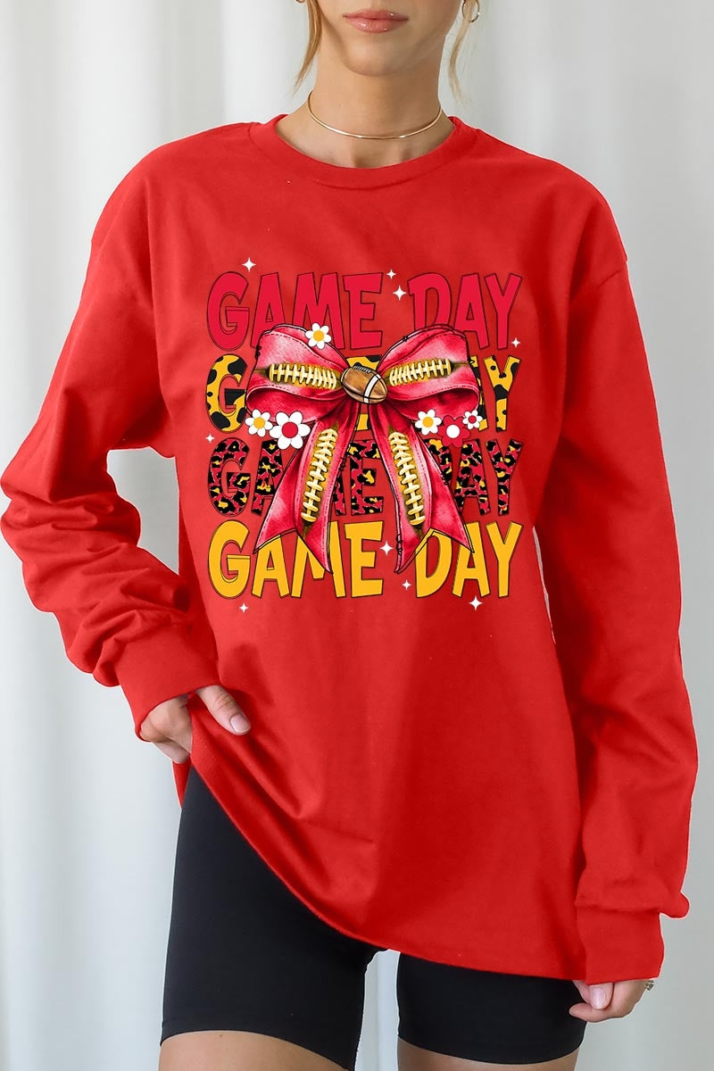 UL240P-E3091 Red Yellow Football Bow Plus Long Sleeve Tee $17