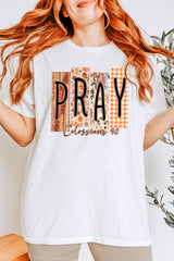 5000-E3166 Pray Fall Christian Graphic Heavy Cotton Tee $9