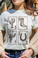 US3001-E3094 Western Cowgirl Card Graphic Tee $12.5