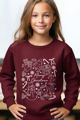 UL180B-E3181Z Christmas Doodle Kids Graphic Sweatshirt $20
