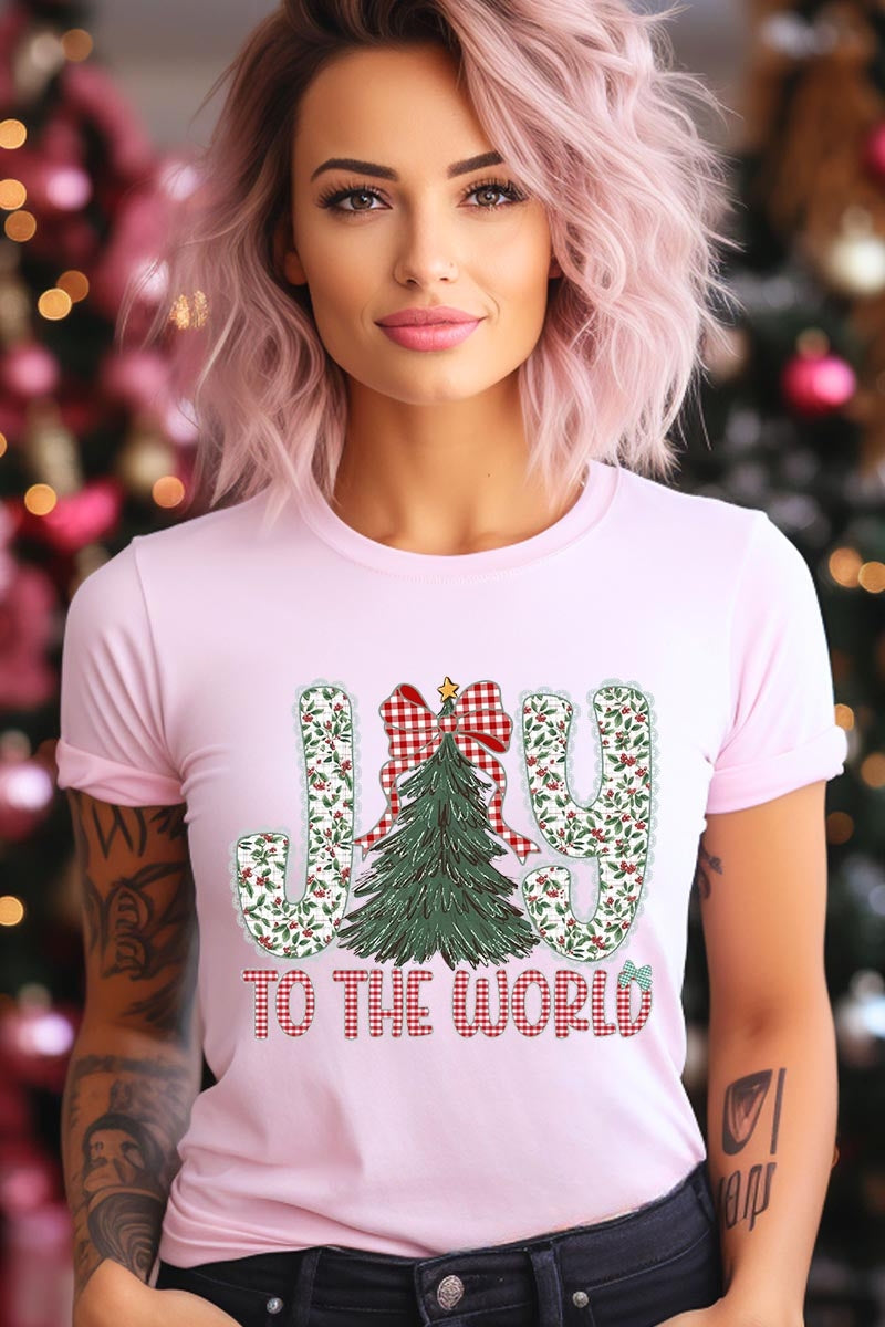 US3001P-E3213 Joy to the World Graphic Plus Tee $16