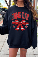 UL180P-E3062 Red Game Day Football Bow Graphic Plus Sweatshirt $25