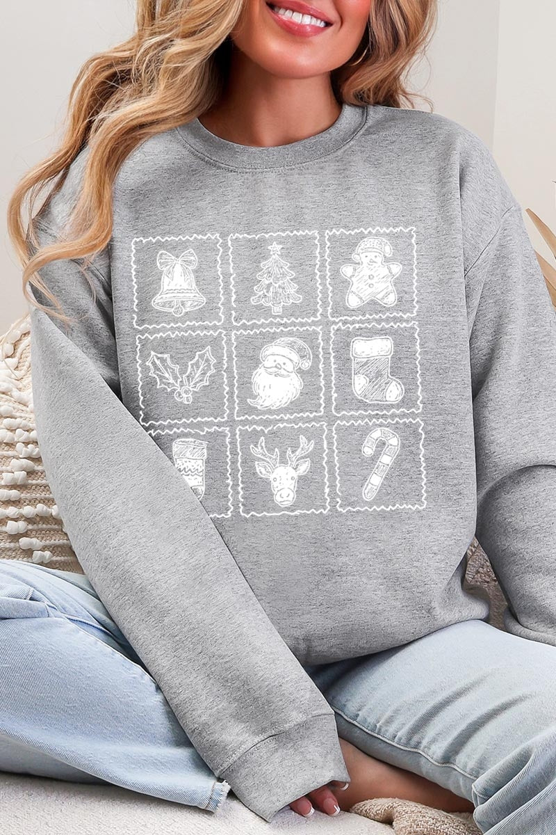 UL190-E3215 Christmas Icons Graphic Sweatshirt $20