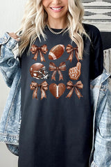 5000-E3054 Cute Football and Bow Graphic Heavy Cotton Tee $9