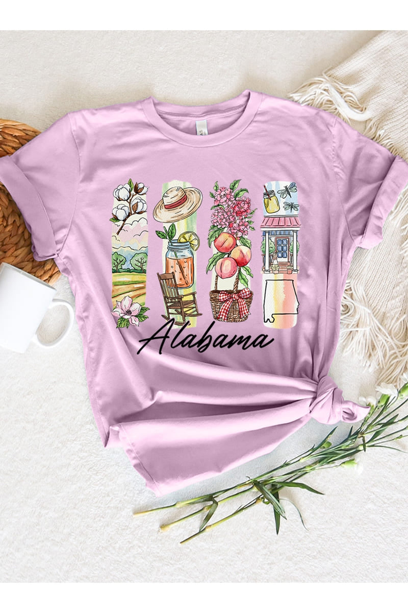 US3001-E3061AL Alabama State Brushstroke Graphic Tee $12.5