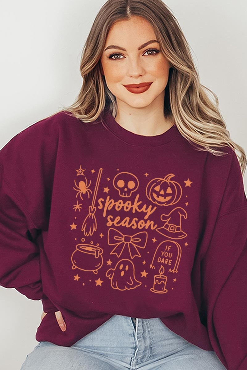 UL180P-E3141 Halloween Doodle Graphic Plus Sweatshirt $25