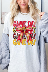 5000P-E3091 Red Yellow Football Bow Plus Heavy Cotton Tee $12.75