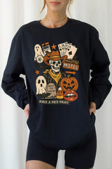 UL240P-E3107 Spooky Skeleton Graphic Plus Long Sleeve Tee $17