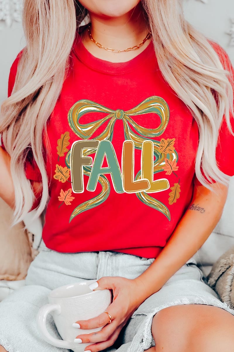 US3001P-E3121 Fall Brushstroke Bow Graphic Plus Tee $16