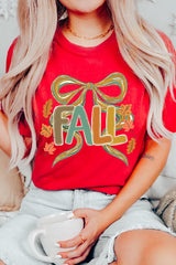 US3001-E3121 Fall Brushstroke Bow Graphic Tee $12.5